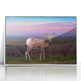 Acrylic print of South Dakota Badlands with muted earth tones in an art deco style, ideal for modern art wall decor.