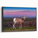 Black and white framed canvas of South Dakota Badlands landscape, ideal for bedroom wall art.