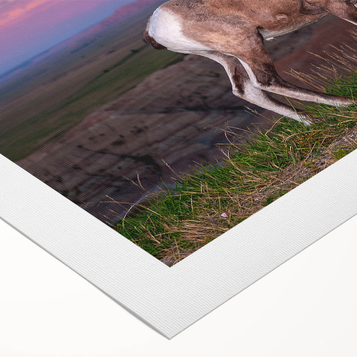 Art deco poster of South Dakota Badlands in muted earth tones on rolled canvas, suitable for dining room wall art.