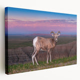 Panoramic view of South Dakota Badlands on stretched canvas, featuring earthy tones, ideal for kitchen wall art.