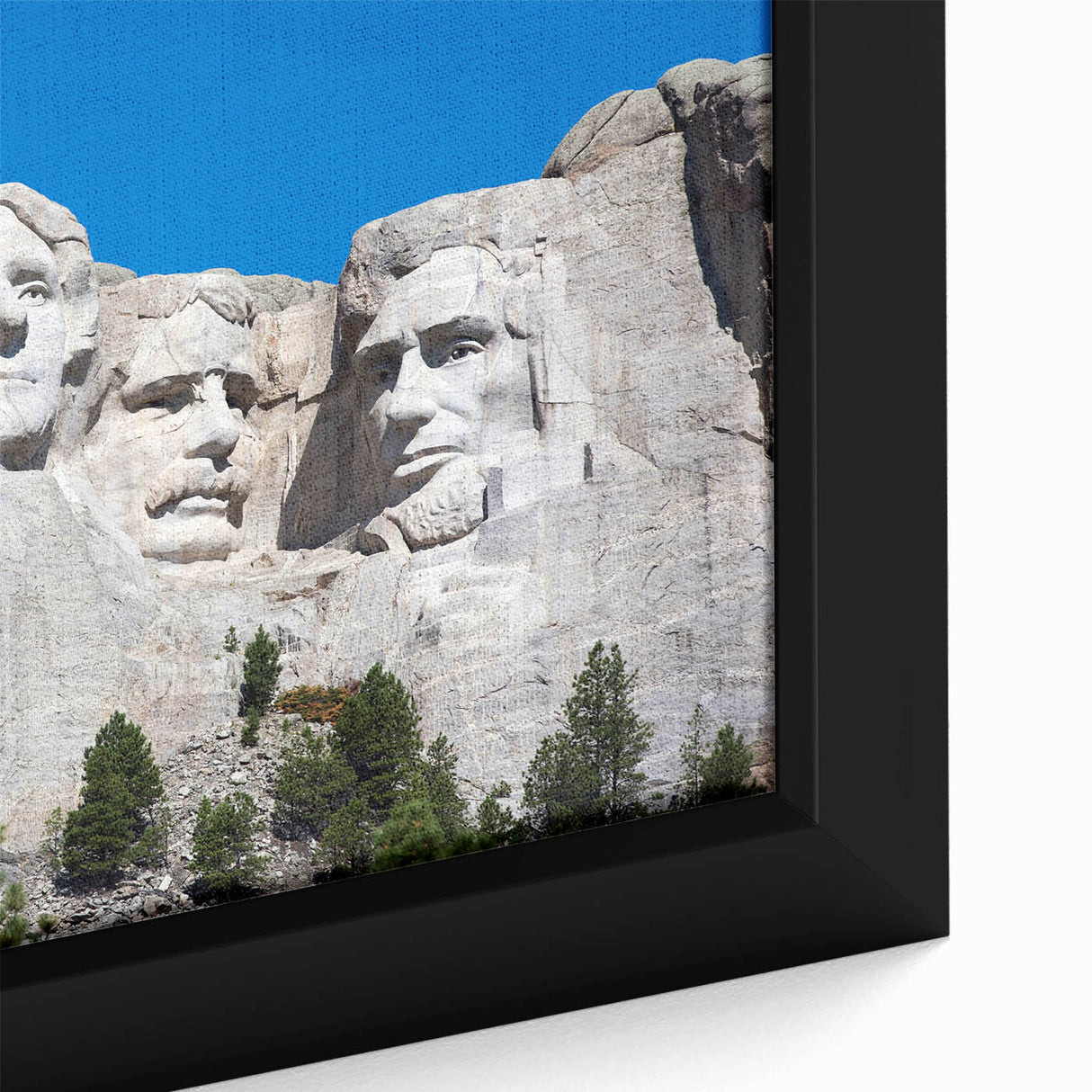 Close-up of a framed canvas depicting Mt.