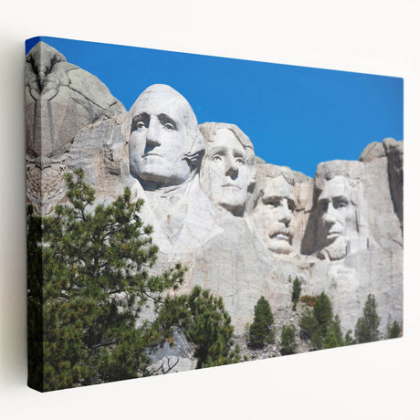 Mt. Rushmore landscape on large stretched canvas with subdued earth tones, suitable for kitchen wall art.
