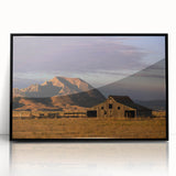 Large abstract wall art featuring a South Dakota landscape in muted earth tones on a framed acrylic panel.