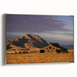 Framed canvas landscape art painting depicting South Dakota scenery in muted earth tones, ideal for office decor.