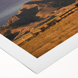 Art deco poster featuring a South Dakota landscape in muted earth tones on rolled canvas, suitable for dining room decor.