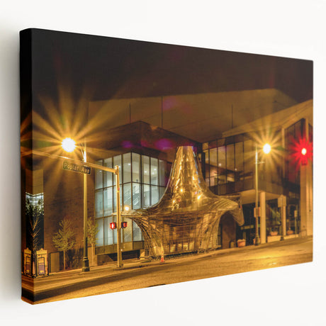 Memphis, Tennessee skyline in muted earth tones on a large stretched canvas, ideal for kitchen wall art.
