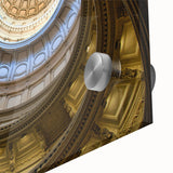 Large abstract wall art of the Austin skyline in muted tones on acrylic glass, ideal for dining room ambiance.