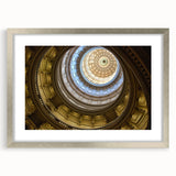 Textured art print of abstract Austin skyline in muted earth tones on a framed canvas, ideal for bedroom wall decor.