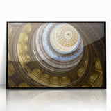 Large abstract wall art depicting the Austin skyline in muted earth tones on a framed acrylic panel.