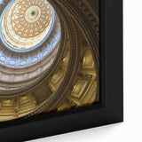 Close-up of a textured, black wall art depicting Austin, Texas skyline with colorful accents on a framed canvas.