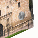 Large abstract depiction of San Antonio skyline in vibrant hues on acrylic glass, suitable for dining room art.