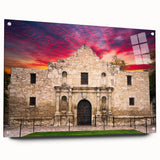 Acrylic print of San Antonio skyline in muted earth tones, suitable for dining room decor.