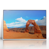 Acrylic print of Arches National Park in Utah, featuring a realistic landscape in natural hues.