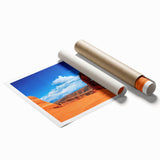 Arches National Park landscape in muted earth tones on a rolled canvas, suitable for large living room wall art.