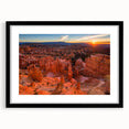 Extra large framed print of abstract Bryce Canyon scenery in vibrant, textured colors, ideal for living room decor.