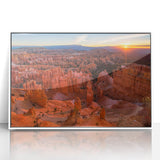 Framed acrylic print of Bryce Canyon in pastel shades, ideal for modern art wall decor in a nursery.