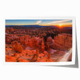 Rolled print of Bryce Canyon in vibrant red and orange hues, suitable for art wall dining room.