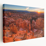 Landscape of Bryce Canyon in orange and red tones on a large stretched canvas, suitable for kitchen wall art.