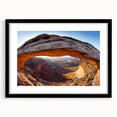 Abstract art print of Utah's Canyonlands in vibrant colors on a large framed canvas, ideal for living room decor.