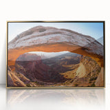 Framed acrylic print of Canyonlands with earthy tones, ideal for modern art wall decor.