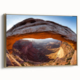 Framed canvas of Canyonlands landscape with deep reds and oranges, ideal for bedroom wall art.