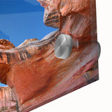 Large abstract depiction of Capitol Reef in Utah on acrylic glass, with earthy tones, ideal for dining room art.