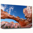 Acrylic print of Capitol Reef, Utah, featuring red rock formations under a blue sky, ideal for dining room decor.
