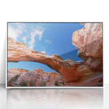 Acrylic print of Capitol Reef in Utah, featuring muted earth tones, ideal for modern art wall decor in a nursery.