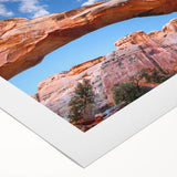 Art deco poster of Capitol Reef in Utah, featuring muted earth tones on a rolled canvas, suitable for dining room decor.
