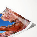Extra large rolled print of Capitol Reef with line art flowers in earthy tones, ideal for large living room wall art.