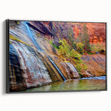 Black and white wall art featuring a landscape of Zion National Park on framed canvas, suitable for bedroom decor.