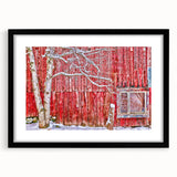Extra large abstract art print of a colorful Vermont landscape, textured finish on a black framed canvas.
