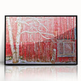 Large abstract wall art depicting Vermont landscape in muted earth tones on a framed acrylic.