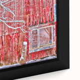 Close-up of a textured, black wall art depicting Vermont scenery on a framed canvas, ideal for living room decor.