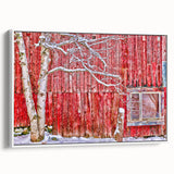 Vintage poster art of Vermont scenery in vibrant colors on a large framed canvas, suitable for living room decor.