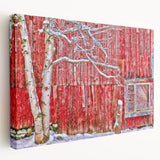 Autumn landscape in Vermont depicted in realistic style on a large stretched canvas, ideal for kitchen wall art.