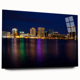 Acrylic print of a serene Virginia landscape in muted green and blue tones, ideal for bedroom or dining room decor.