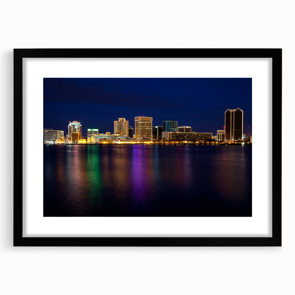 Abstract art print of Virginia scenery in muted earth tones on a framed black matte canvas, suitable for dining room decor.