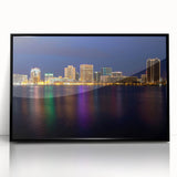 Acrylic print of a serene Virginia landscape in muted green and blue hues, framed in black.