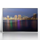 Mid-century modernist art depicting Virginia scenery in muted earth tones on a white framed acrylic print.