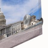 Acrylic print of the Washington DC Capitol in abstract style with muted tones, ideal for dining room art.