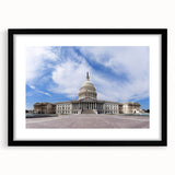 Extra large framed wall art of an abstract Washington DC Capitol scene in vibrant, colorful hues.
