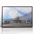 Large abstract wall art of the Washington DC Capitol in black and white tones, framed acrylic, ideal for modern office decor.