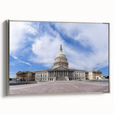 Framed canvas landscape art painting of Washington D.C. Capitol with muted colors, ideal for office decor.