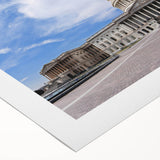 Art deco poster of Washington D.C. Capitol in monochrome shades on rolled canvas, ideal for dining room wall art.