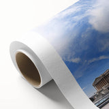 Art Deco poster of Washington D.C. Capitol building in muted colors on rolled canvas, ideal for nursery wall art.