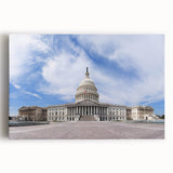 Black and white image of the Washington DC Capitol on stretched canvas, suitable for kitchen art.