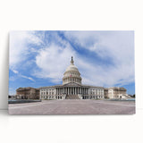 Black and white stretched canvas of the Washington DC Capitol, ideal for kitchen wall art.