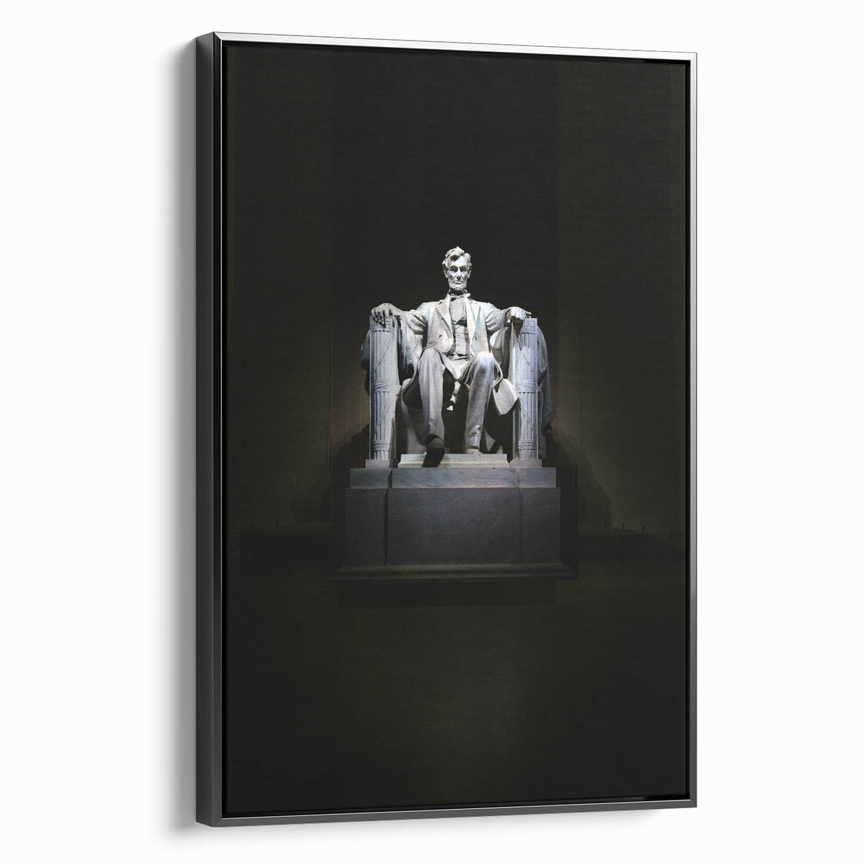 Black and white framed canvas of the Lincoln Memorial, ideal for bedroom wall art.