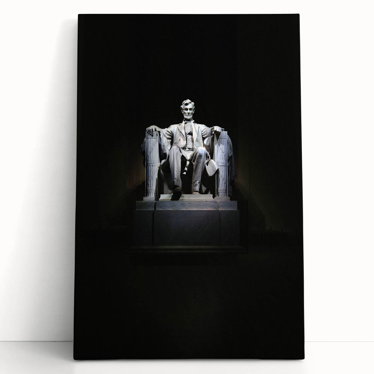 Black and white stretched canvas of the Lincoln Memorial, ideal for kitchen wall art or bedroom ambiance.